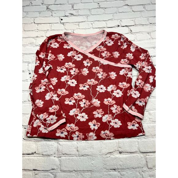 Garnet Hill Pajamas Asian wrap Green Cotton Cherry Blossom Size M A554 - Picture 3 of 8